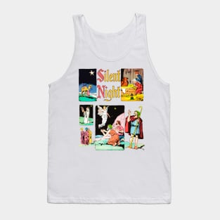 Christmas manger with the angel Gabriel, mother Mary, father Joseph and the child God Jesus Retro Comic Vintage Tank Top